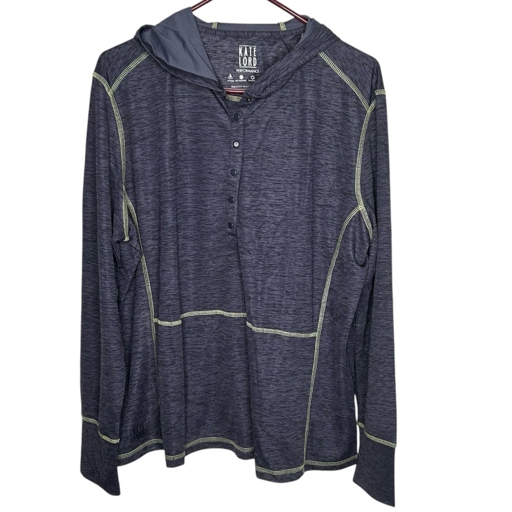 Kate Lord Women’s Performance Hoodie Top Size XXL  Blue Purple Pullover
